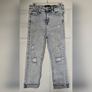 Kendall + Kylie Jeans Juniors 5/27 Icon High Rise Straight Stretch Distressed